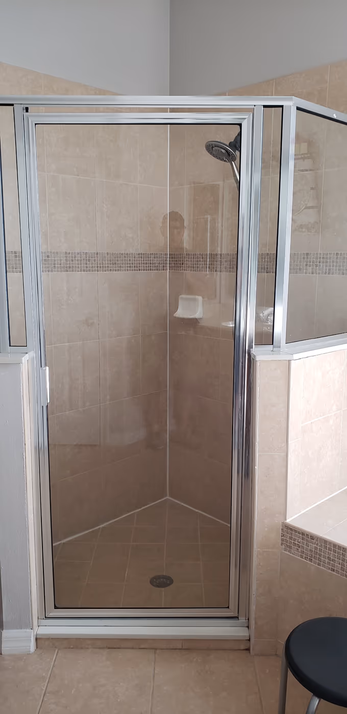 Old tiled shower stall before the remodel
